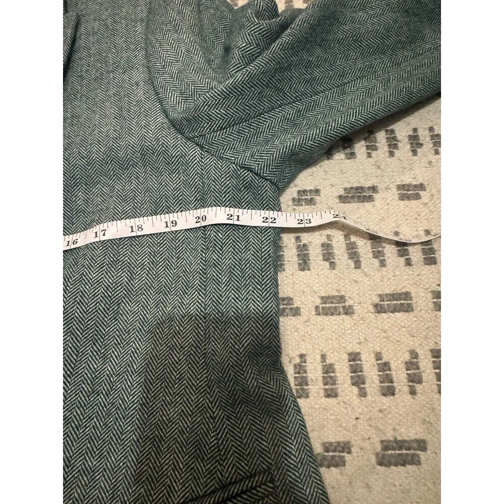 J. Crew Blazer Jacket Women's 16 Green Herringbone One Button Linen Cotton